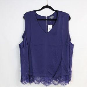 The Limited Plus Size Astral Aural Blue Lace Hem Tank Blouse NWT Size 2X